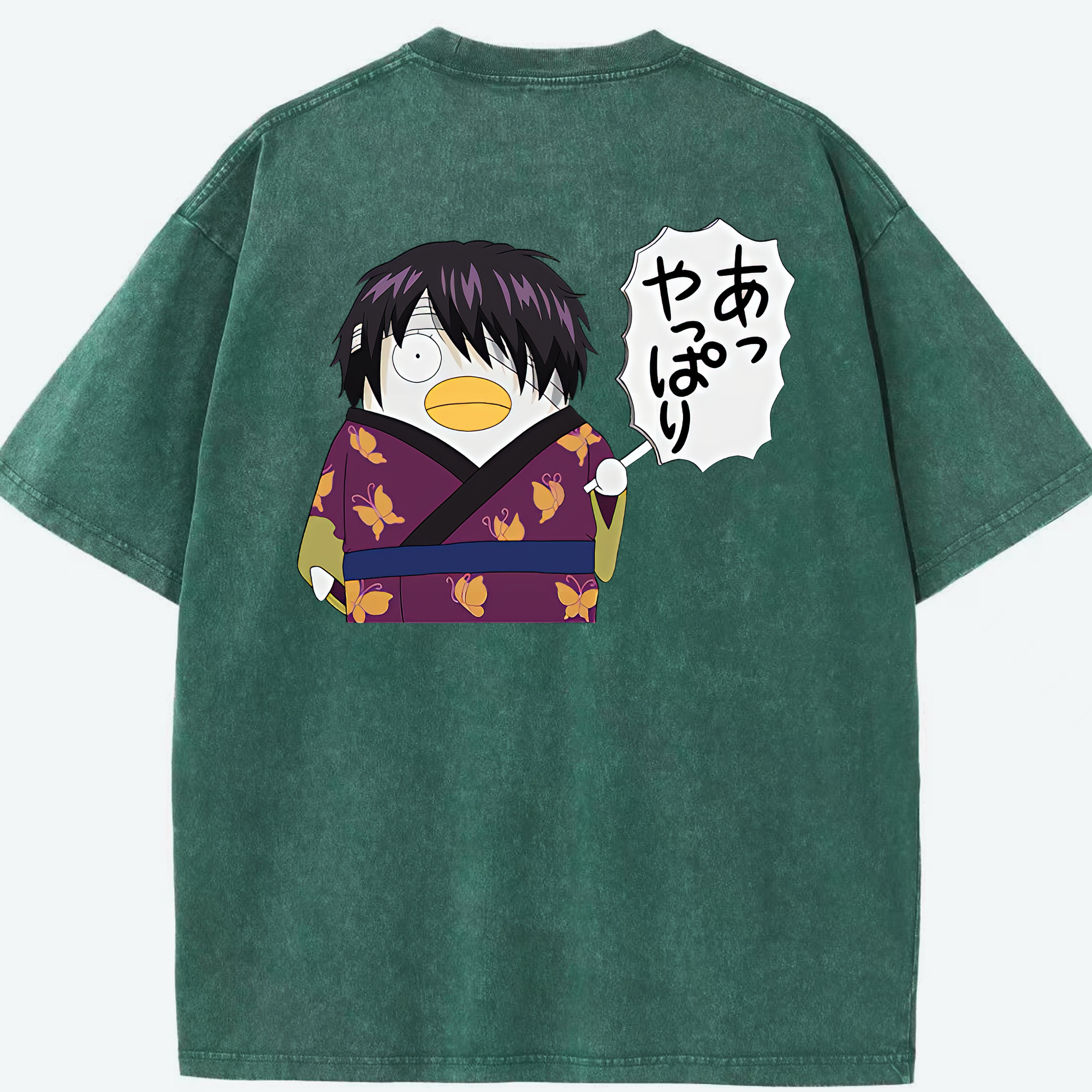 （画像用） ぎんたま 坂田銀時（さかたぎんとき） 神楽 志村新八（しむら しんぱち） GINTAMA Sakata Gintoki Kagura Shimura Shinpachi 綿100% ヴィンテージ風 半袖Tシャツ（背面プリント）